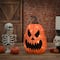 16" Orange LED Scary Jack-O-Lantern Halloween Decor